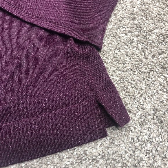 New Calvin Klein Sparkly Bell Sleeve Purple Long Sleeve Thin Sweater Size Medium - Picture 3 of 10